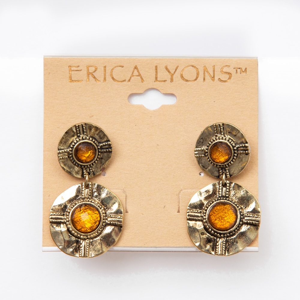 Boho chic earrings gold colored stone southwestern